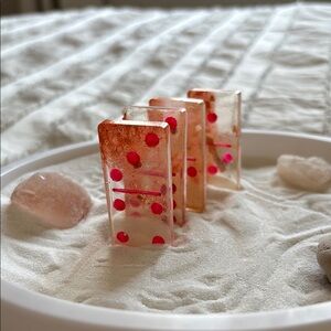 Pink and Clear Resin Domino Set
